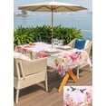 thumbnail image 4 of Outdoor Tablecloth with Umbrella Hole and Zipper, Pink Flower Rectangle Table Cloth 54x80 Inch Waterproof Tablecloth, Spring Floral Elegant Butterflies Birds Farmhouse Picnic Table Cover for Patio, 4 of 7