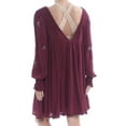 thumbnail image 4 of FREE PEOPLE $148 Womens New 1642 Burgundy Floral Pleated V-back Dress S B+B, 4 of 4