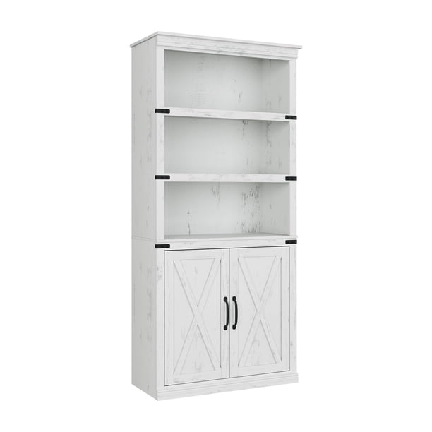 427|compact 5 niveles estilo rural wood estante de libros-abiertos estantes & doors vintage para exposición gabinete para living rooms bedrooms apartments & offices (antique blanca)