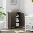thumbnail image 3 of HomGarden 2-Door Bathroom Floor Storage Cabinet Side Cupboard W/ Adjustable Shelves,Brown, 3 of 10