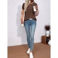 thumbnail image 6 of Womens Long Sleeve Tops Fall Fashion Crewneck Color Block Ribbed Knit Casual Loose Fit Pullover Shirts Coffee M, 6 of 7