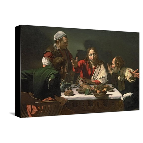 Art.com The Supper at Emmaus, 1601 Stretched Canvas Print Wall Art by Caravaggio, 18" x 12"