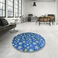 thumbnail image 4 of Ahgly Company Machine Washable Indoor Square Transitional Blueberry Blue Area Rugs, 4' Square, 4 of 7