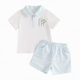 thumbnail image 2 of NOLDARES Baby Boy Summer Play Clothes Short Sleeve Letter Print Tee Elastic Waist Shorts Outfit 6 12 18 24 Months Blazer,6-12 M, 2 of 4