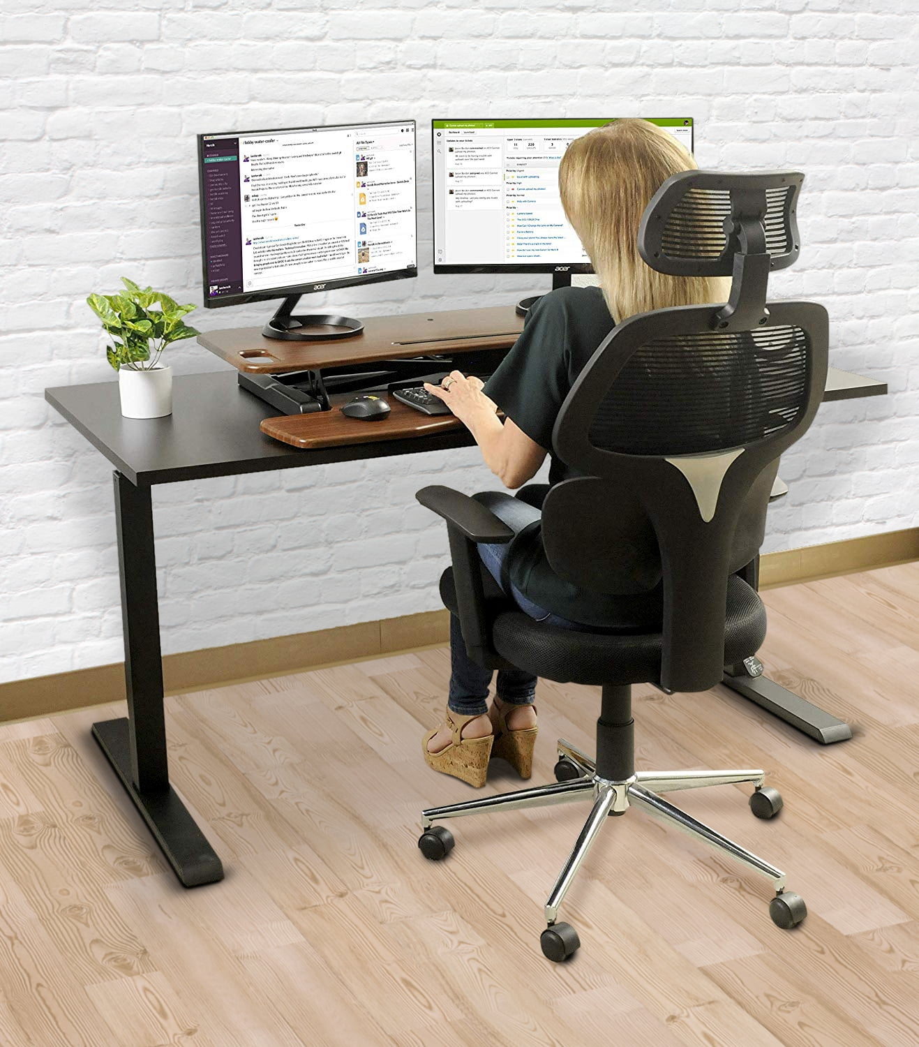 TechOrbits Rise-X Pro Standing Desk Converter - Height Adjustable Stand Up Desk Riser - Sit to Stand Desktop Workstation