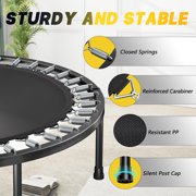 SkyBound Foldable 40inch Fitness Rebounder Trampoline, Quiet Bungees Mini Trampoline with Adjustable Foam Handle, 600lbs Weight Capacity