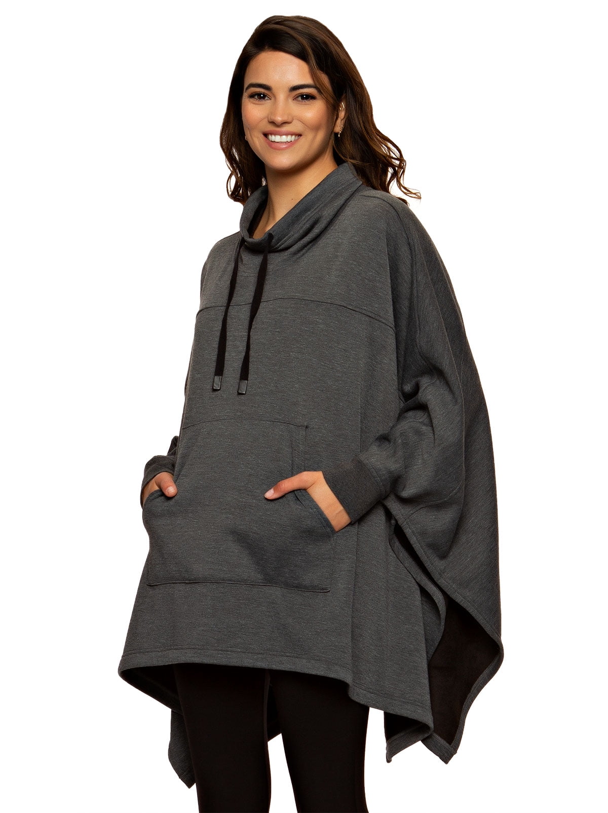 Cape Hoodie Charcoal Gray Poncho Poncho  Jacket  Sweater Coat ~ One Size ~ 5 Colors Hooded Poncho Fleece Coat  Cardigan