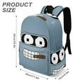 thumbnail image 3 of Futurama Bender Face Adjustable Backpack Laptop Daypack Student School Bookbag Satchel Half Printed Rucksack, 3 of 8