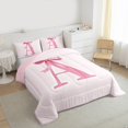 thumbnail image 4 of Manfei Letter A Monogrammed Bedding Comforter Set,Cute Cartoon Bowtie Twin Comforter Sets,Pink Bow Tie Bedding Set For Girls Kids,Microfiber Room Decorative Reversible,2 Pieces, 4 of 9
