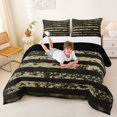 thumbnail image 3 of Manfei Vintage American Flag Full Size Comforter Sets,Retro Camouflage Bedding Comforter Set,Green,Black Reversible,3pcs,1 Comforter and 2 Pillowcases, 3 of 7