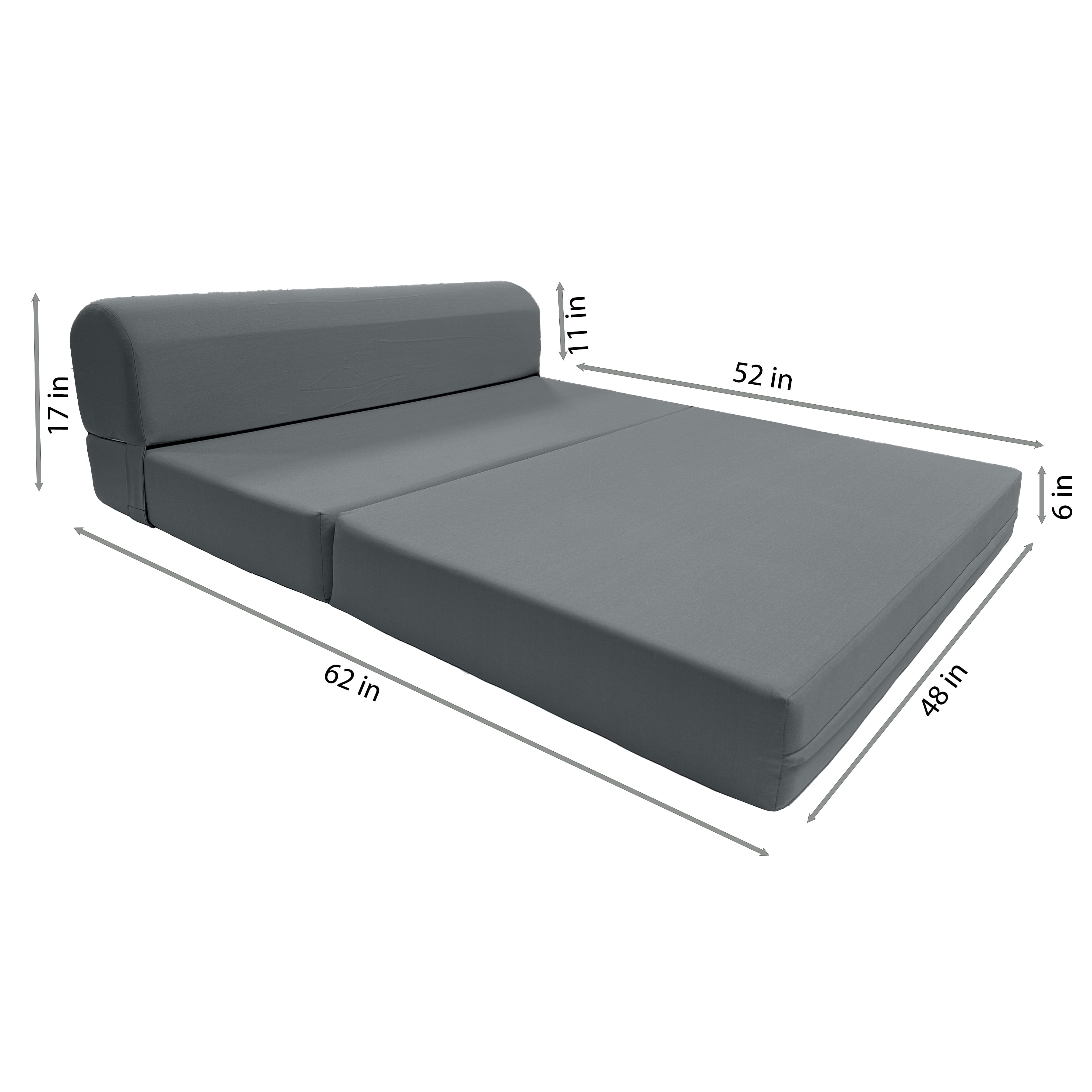 Gray Sleeper Chair Folding Foam Beds, Portable Studio Sofa Guest Bed, 6 x 48 x 72
