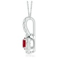 thumbnail image 2 of ANGARA Natural Ruby Pendant with Bar-Set Diamond Halo in 14K White Gold for Women (Size-4mm) | July Birthstone, Birthday, Anniversary, Jewelry Gift for Women | Natural Ruby Necklace, 2 of 7