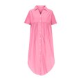 thumbnail image 5 of Zpanxa Women's Casual Button Down Dress Solid Color Loose Fit Mid-Length Dress for Office Wear and Everyday Comfort, 5 of 6