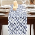 thumbnail image 3 of Table Runners 90 Inches Long Dress Scarves, Blue Geometric Farmhouse Coffee/Dining/Kitchen Table Runner for Living Room, Watercolor Chevron Abstract 13x90 Inch, 3 of 9