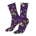 thumbnail image 5 of Cauagu Mardi Gras and Donuts Pattern Fun Novelty Crew Socks,Casual Athletic Socks Neutral Socks Cozy Crew Socks Christmas Gift, 5 of 7