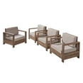 thumbnail image 5 of Avalynn Outdoor Acacia Wood Club Chairs with Cushions, Set of 4, Brushed Brown, Light Gray, 5 of 5