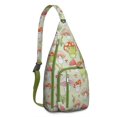 thumbnail image 1 of Cartoon Frog Sling Backpack - Whimsical Frog & Flower Print Design, Compact Lightweight Daypack for Cycling & Photography, 1 of 4