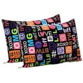 thumbnail image 1 of 100% Jersey Knit Cotton, 2 Standard Pillow Case-Black Text, 1 of 1