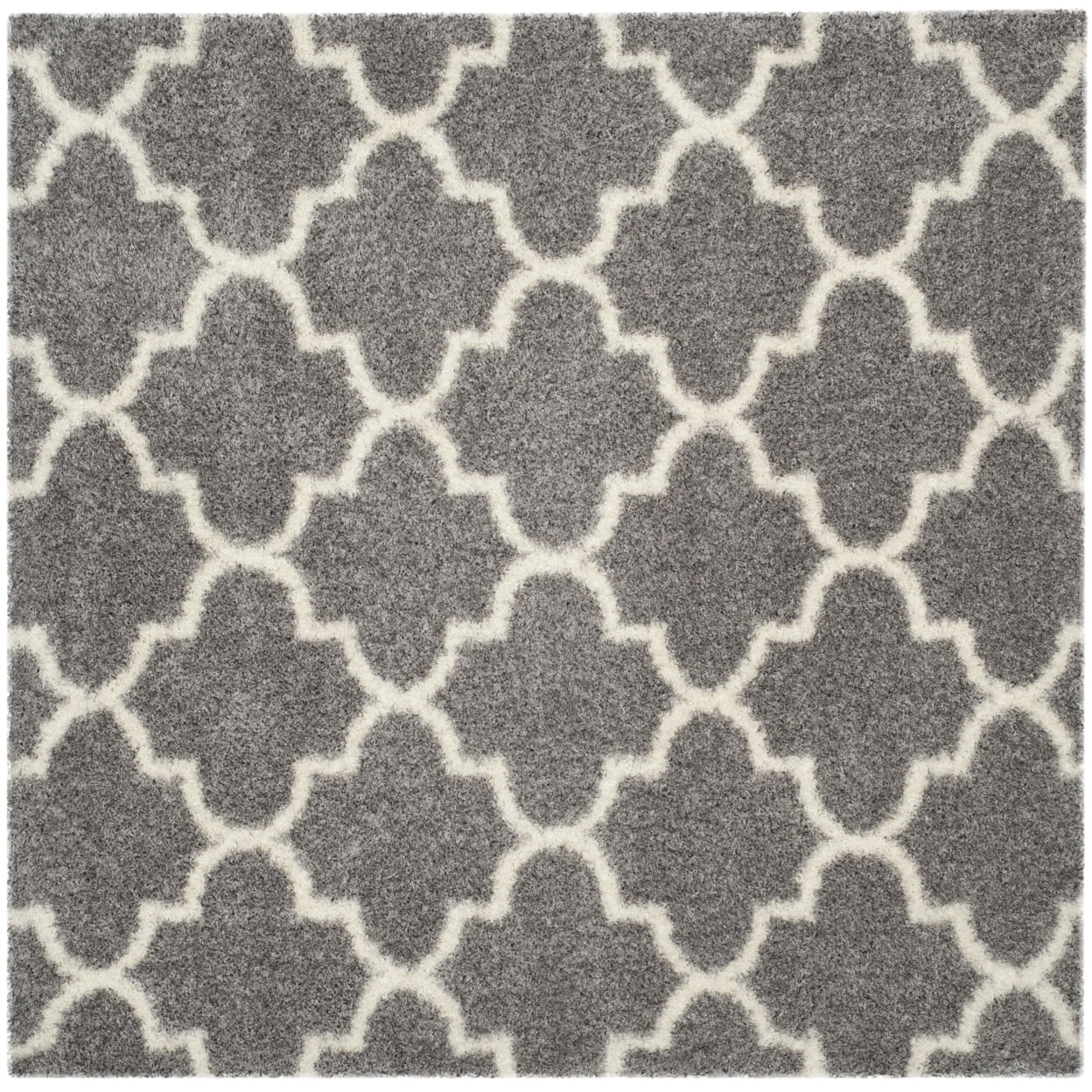 SAFAVIEH Montreal Lennart Geometric Quatrefoils Shag Area Rug, Grey/Ivory, 4' x 6'