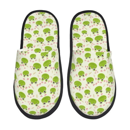 

Pofeuu Green Frog Print EVA Fuzzy House super light Slippers Slippers Scuff Outdoor Indoor Warm Cozy Plush Bedroom Shoes Soft Flat Comfy Anti-Slip-Large