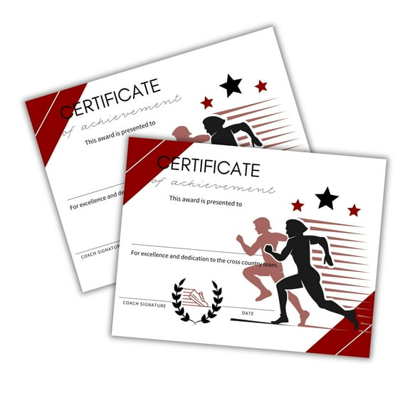 Cross Country Certificate of Achievement 30pk 8.5x11 End of Year Team Awards Superlatives Track Running High School Coach Banquet