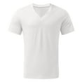 thumbnail image 4 of BOBOGOJP T-Shirt pour Hommes Col Rond Manches Courtes Hauts Chandail (Blanc,TG), 4 of 5