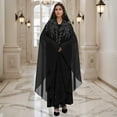 thumbnail image 2 of Long Sleeve Shirts for Women, Muslim Dress for Women Loose Batwing Sleeved Hooded Beaded Embroidery Long Abaya Dress Kaftan Abayas Islamic Robe, 2 of 5