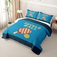 thumbnail image 3 of Castle Fairy Sport Pickleball Twin Quilt Set,Checkered Paddle Pattern Twin Coverlet Set,Blue Red, 3 of 7