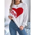 thumbnail image 5 of Valentine'S Day Sweater for Women Heart Woven Knitted Pullover Long Sleeve Woven Knitted Casual Sweater White L, 5 of 10