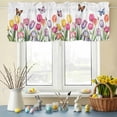 thumbnail image 6 of Valances for Windows Watercolor Pastoral Tulips Butterfly Rod Pocket Short Curtain for Bathroom Living Room Bedroom Spring Colorful Flower 1 Panel 54x18in, 6 of 9
