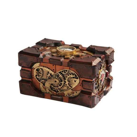 PTC 7.75 Inch Steampunk Themed Pressure Gauge Box Statue Figurine