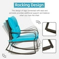 thumbnail image 2 of TOTAL 3 Piece Rocking Chair Patio Bistro Set Balcony Chairs Iron Conversation Sets Outdoor Furniture with Glass Coffee Table for Porch Poolside Lawn (Blue, Curved Armrest), 2 of 7