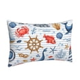 thumbnail image 2 of Binfone Watercolor Nautical Standard Size Pillowcase, Long Staple Pure Cotton Envelope Closure Pillow Cover,14"X20", 2 of 9