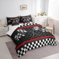 thumbnail image 3 of Manfei Racing Flag 7-Piece Twin Bedding Sets,Speed Sport Bedding Comforter Set,White Black Plaid Sheet Sets For Boys Teens,Super Cozy Room Decor, 3 of 8
