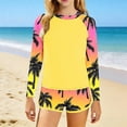 thumbnail image 5 of ZOYOEN Girls Rash Guard Swimsuits 2 Piece- Full Coverage Modest Print Long Sleeve Kids Bathing Suit Multicolor Size 10, 5 of 5