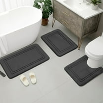 Tyidzon Bathroom Rugs Sets 3 Piece, Bath Mat Universal Soft Comfortable Water Absorption Non Slip Machine Washable Easy Dry Bathroom Mat, Gray