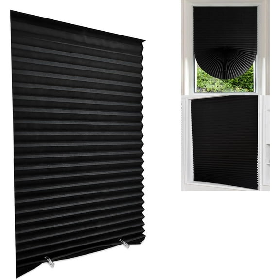 Temporary Window Blinds, Pleated Window Shades Cordless Fabric Shades Light Filtering Fabric Blinds for Windows,Easy to Cut and Install