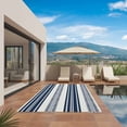thumbnail image 3 of Navy Blue Striped Outdoor Rug for Patio/Deck/Porch, Non-Slip Large Area Rug 5 x 8 Ft, Farmhouse Geometric Stripe Indoor Outdoor Rugs Washable Area Rugs, Reversible Camping Rug Carpet Runner, 3 of 8