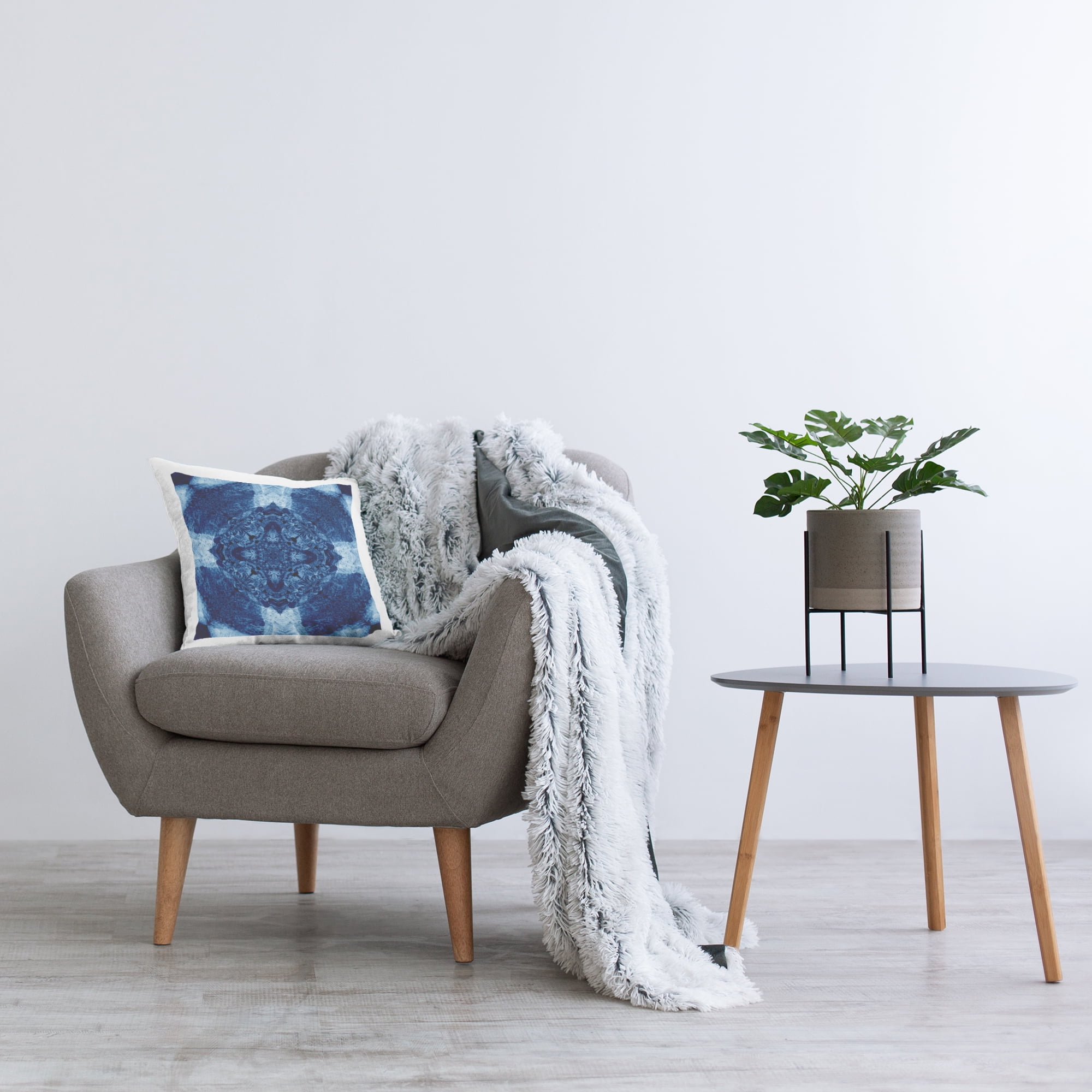 Stupell Industries Blue & White Geometric Decorative Printed Throw Pillow Design by El Perkin.