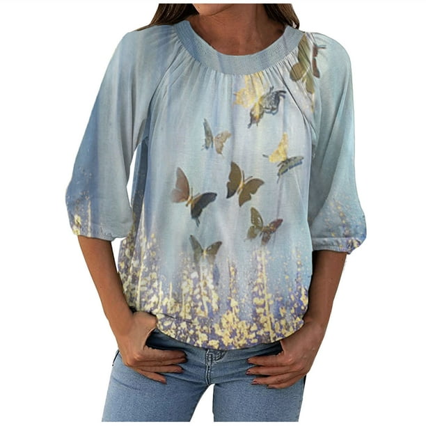 Tops casuales de manga larga con cuello redondo para mujer Camisa de color con estampado de tiras Tops sueltos Pompotops gfhjh2838