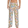 thumbnail image 2 of Goofa Rainbow Flowers Printed Soft Pajama Pants for Men, Wide Leg Comfy Casual Lounge Yoga Pants-Large, 2 of 9