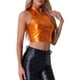 thumbnail image 4 of INSPIRAR CHIC Top de Mujer Cuello Mock con Cremallera Frontal Sin Mangas Holográfico Brillante para Fiesta XL Naranja, 4 of 6