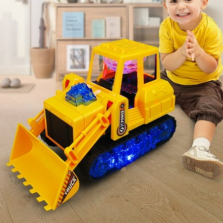 Electric Bulldozer Toy Car Tractor Excavator LED Lights & Music Truck Excavator Kid Gift