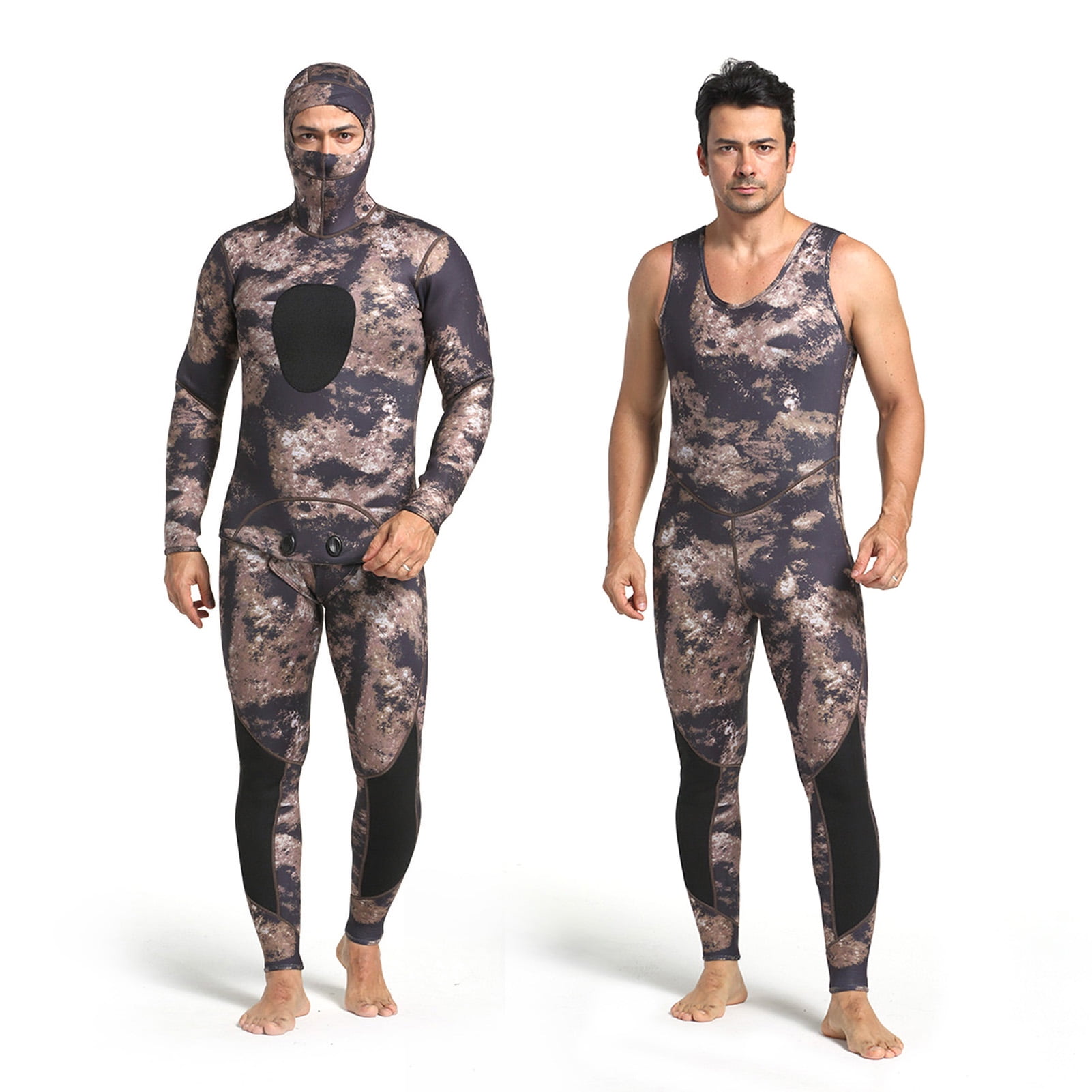 Camouflage Snorkeling Swim Dive Skin Men Rash Guard One-piece Hooded Jumpsuit 