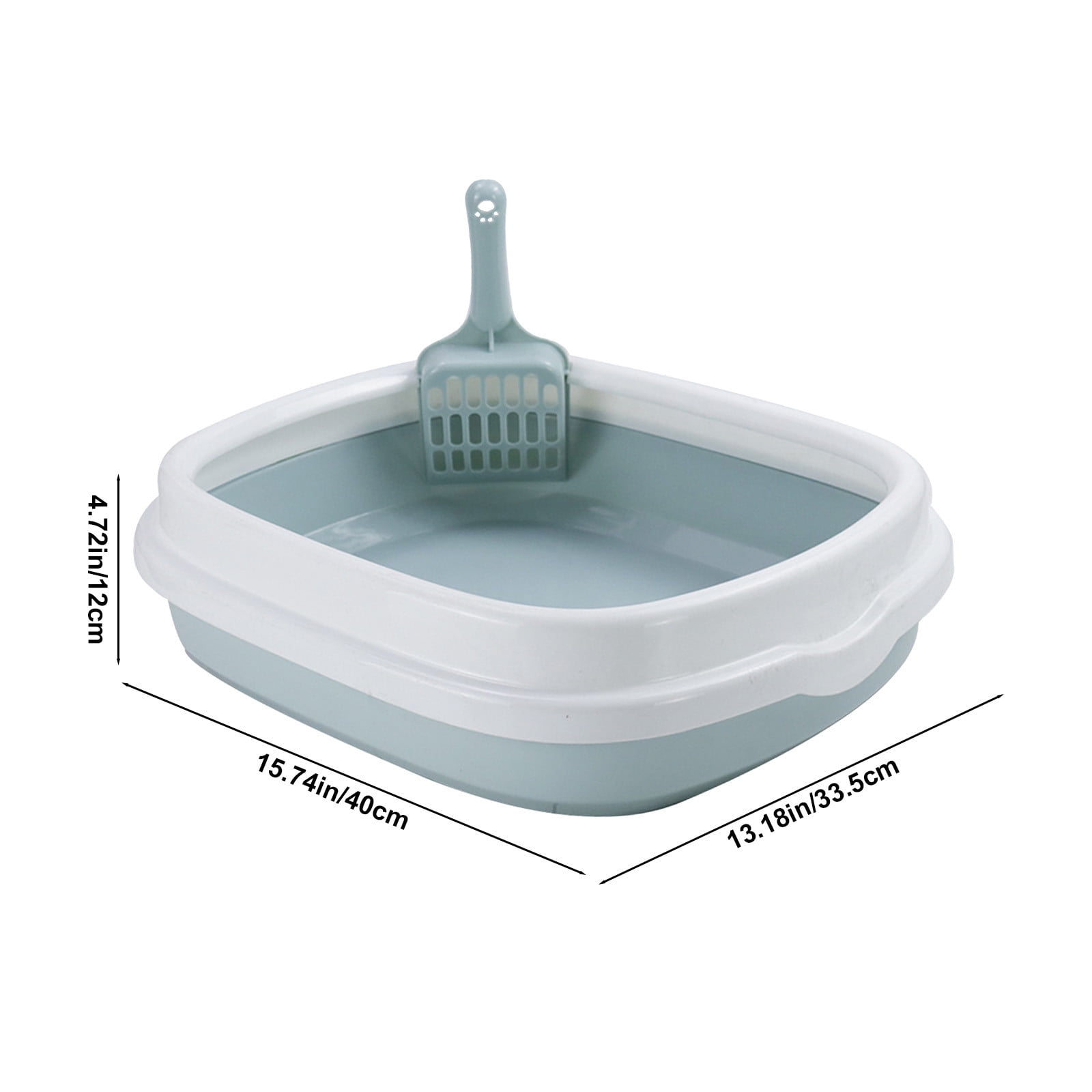 LEFTHIGH Home Semi Enclosed Cat Litter Box Pet Toilet with Splash Proof High Side Large Space Easy Clean Paper Material Gray Blue Green 40x33.5cm Christmas Decorations