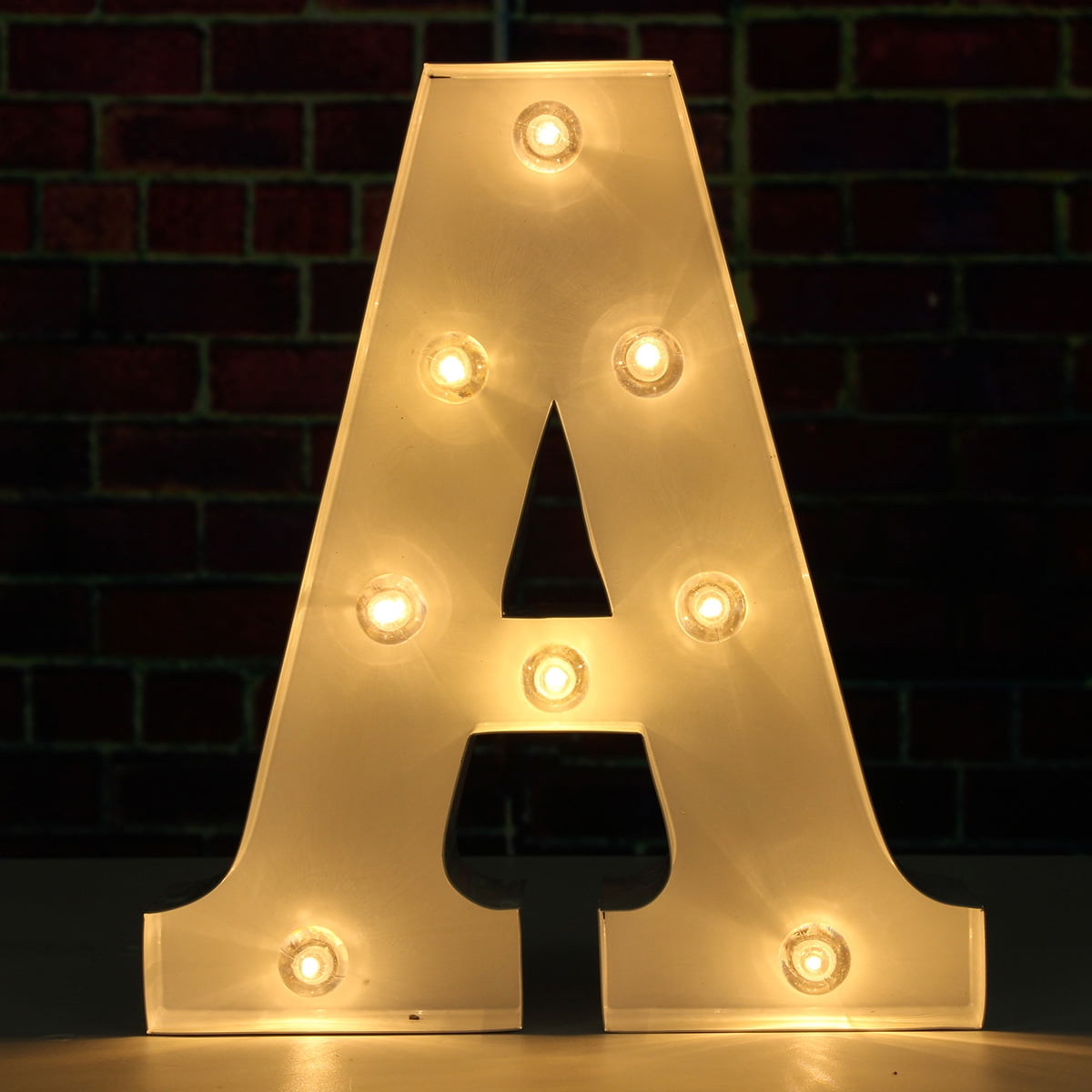 Decorative LED 9'' White Metal Marquee Letter Light Alphabet Letter Lights Romantic Letter A M
