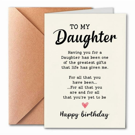 Birthday Card for Daughter – Heartfelt Message Design – Blank Inside, Envelope Included – Perfect Gift for Daughter on Her Special Day