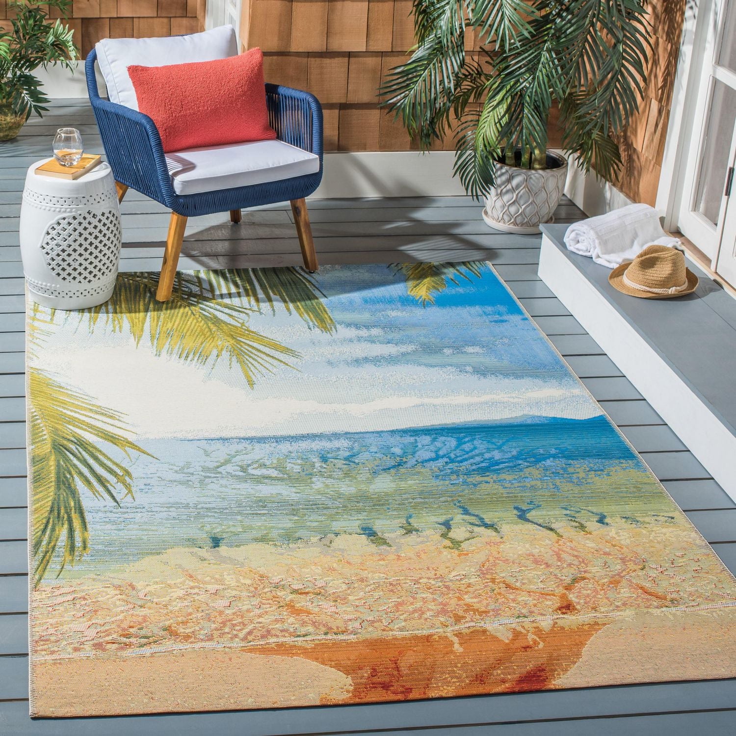 SAFAVIEH Barbados Beach Waves Outdoor Area Rug