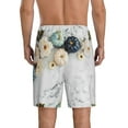 thumbnail image 2 of Balery Pumpkin And White Marble Men's Cotton Knit Pajama Shorts Waistband & Pockets,Short Pajama Pants-Medium, 2 of 8