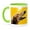 Green/White, variant on 3drose, Portrait of Greyhound with Yellow Background, 11oz Two-tone Red Mug